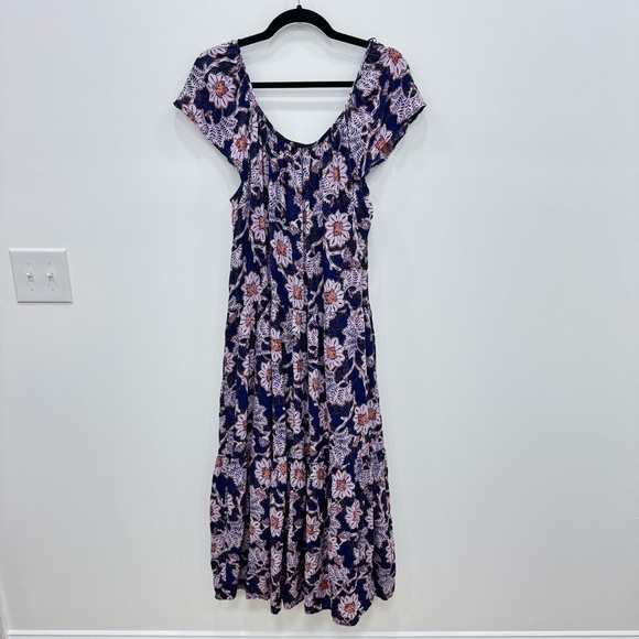 Knox Rose Size XL Lavender Navy Floral Scoop Neck Dress - Picture 4 of 9